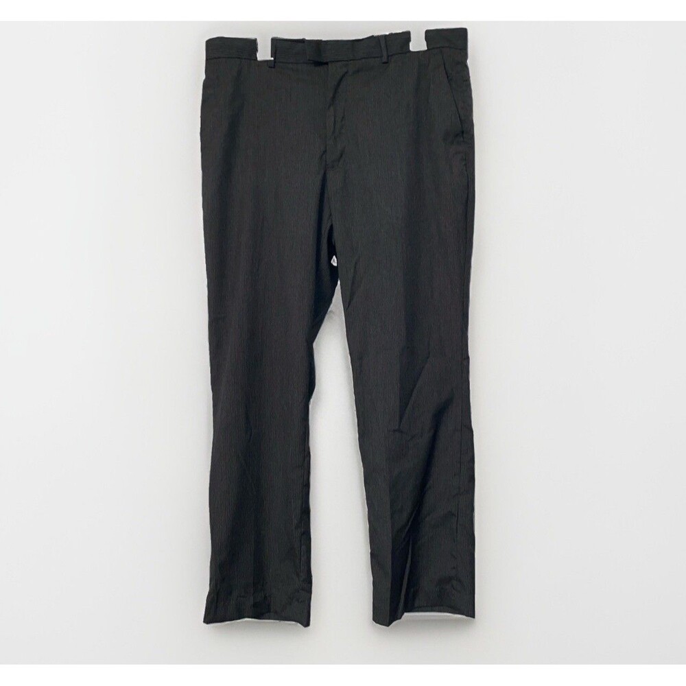 Perry Ellis Portfolio Dress Pants W36 L30 36x30 Gray Pinstripe Wool Blend Work